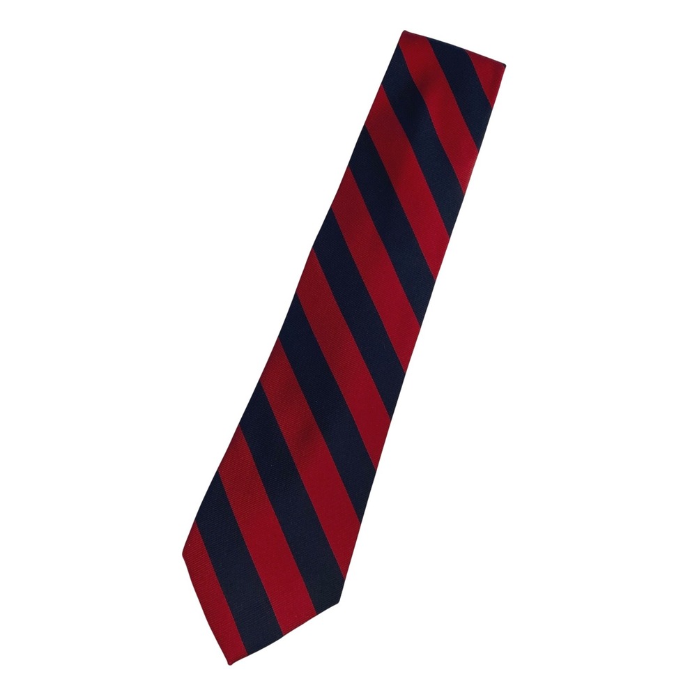 Jos A Bank Executive Collection Mens Silk Tie Navy Red Repp Stripe Classic 3.5in